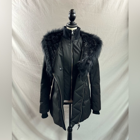 MACKAGE ADALI JACKET BLACK WITH NATURAL FUR TRIM - Picture 2 of 12